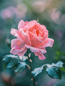 花卉玫瑰花摄影照片_粉红玫瑰花特写抽象背景