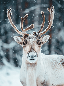 冬季的驯鹿肖像