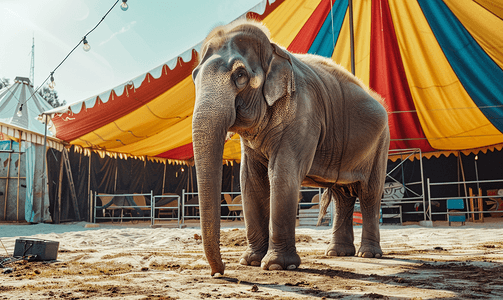 马戏团的大象展览