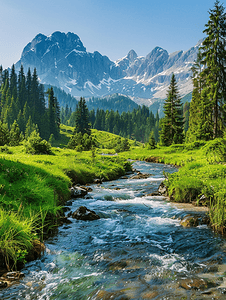 国风高清背景摄影照片_美丽的大自然高清壁纸与山河树和草
