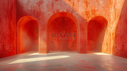 红色拱门空间合成创意素材背景