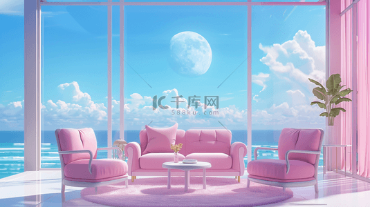 沙发1背景图片_618粉色温馨室内家居直播间背景1