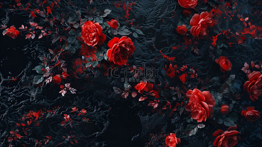 优雅背景图片_红色鲜花优雅合成创意素材背景