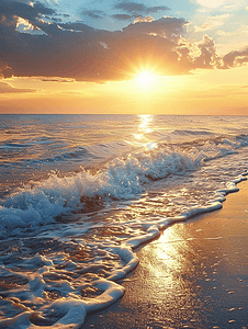 美丽的日落在海上