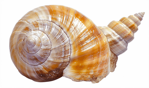 蜗牛壳摄影照片_分离的大海软体动物蜗牛的螺旋壳