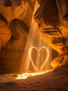 爱心形羚羊峡谷景观与光线