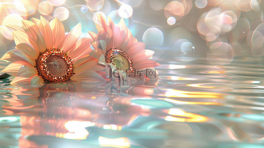 漂浮创意背景图片_鲜花水面漂浮合成创意素材背景
