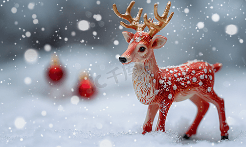 圣诞节驯鹿鹿摄影照片_圣诞鹿玩具装饰隔离