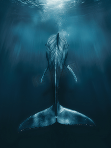 世界摄影照片_蓝鲸是世界上最大的动物尾巴细节