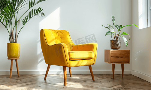 舒适的斯堪的纳维亚风格和现代设计家居实木硬木和布艺椅子