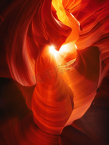 橙色爱心摄影照片_爱心形羚羊峡谷景观与光线