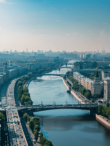莫斯科河上莫斯科大桥的景色