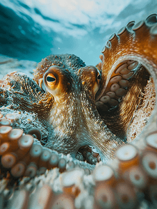 椰子章鱼水下肖像巢外