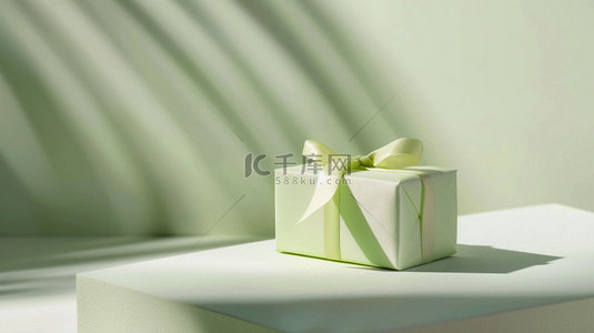 绿色礼盒简约合成创意素材背景