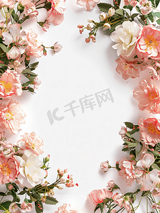 花卉圆形摄影照片_美丽的圆形花框模板与孤立的背景