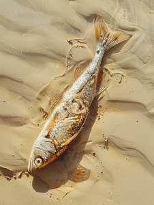 动物封面摄影照片_死鱼被沙子覆盖