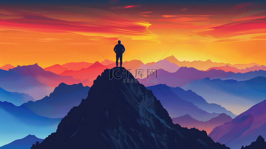 男人背景背景图片_男人山顶瞭望合成创意素材背景