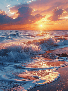 夜色桃花摄影照片_海上日落日落与夜色同时出现前景中的岩石和沙子