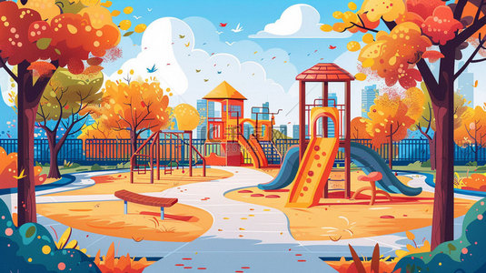 儿时乐园背景图片_卡通乐园树木合成创意素材背景