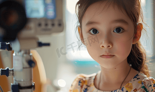 医院检查视力的外国小女孩