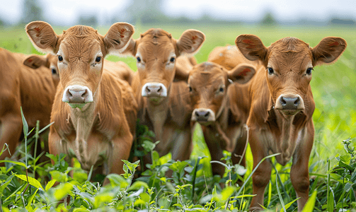 农场里的小牛犊和它们的妈妈