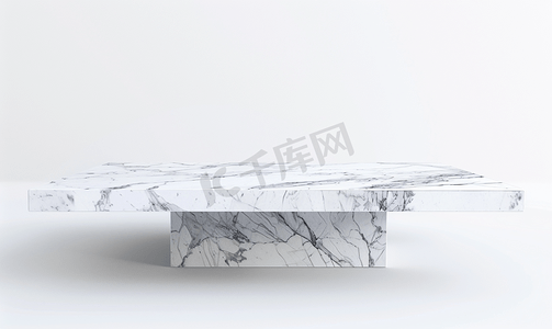 白色背景下孤立的白色大理石石桌面