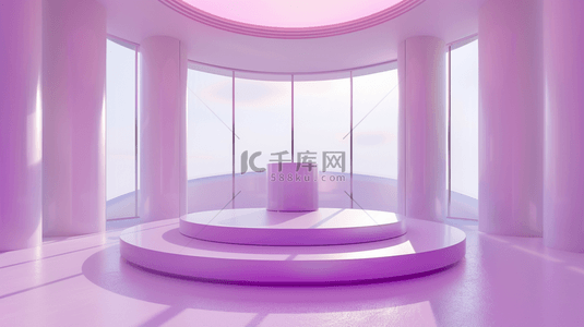 618粉紫色3D直播间室内大窗空间图片