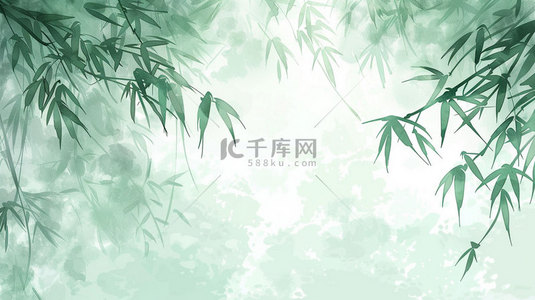 创意党建墙绘背景图片_绿色竹叶简约合成创意素材背景