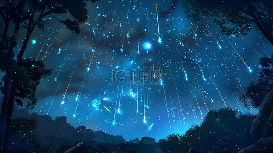 夜空繁星背景图片_夜空树木繁星合成创意素材背景