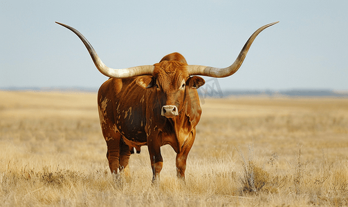 动物的角摄影照片_长角公牛的角很长