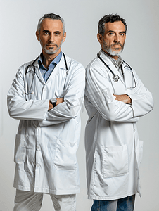 专家仪器摄影照片_医疗保健医疗两名医生听诊器两个带听诊器的医生