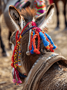 动物表演游行中的驴尾巴