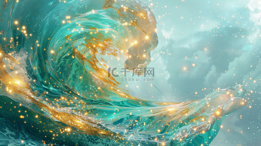 波浪微粒海星合成创意素材背景