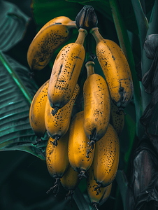 自然相框摄影照片_香蕉茎仍在植株上