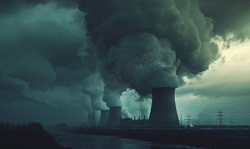 核能电力摄影照片_核电站遭遇风暴