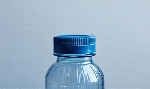 关闭可重复使用的水瓶与蓝色瓶盖孤立在白色