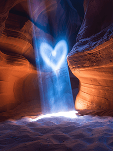 爱心形羚羊峡谷景观与光线