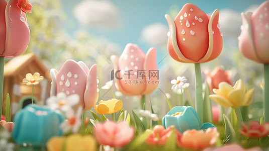 花卉彩色背景图片_花卉植物彩色合成创意素材背景