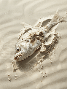 死鱼被沙子覆盖