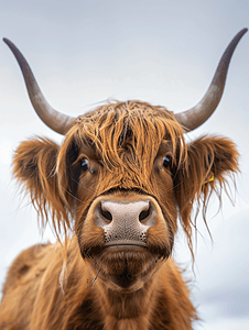 苏格兰高地毛牛搞笑肖像