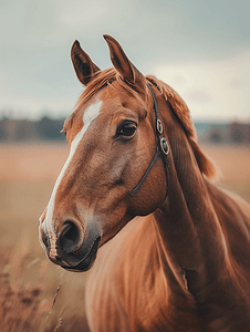 骟马摄影照片_马的肖像马头在农场