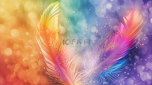 羽毛球logo背景图片_彩色羽毛绚丽合成创意素材背景