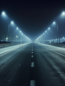 夜晚空荡荡的高速公路