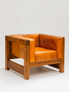 形扶手椅或沙发采用实心橡木或橡木制成配天然皮革座椅