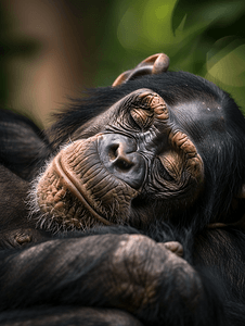 猿黑猩猩猴子睡觉时