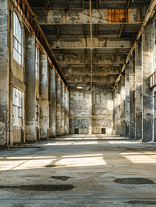 废弃工厂摄影照片_钢筋混凝土废弃旧工厂