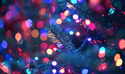 圣诞树灯光模糊背景