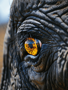 趴着的大象摄影照片_大象的眼睛特写细节