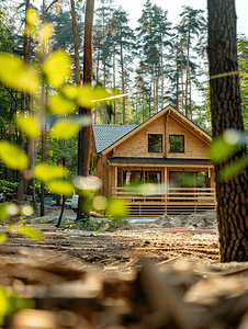 冰爽一夏首页摄影照片_在森林里建造一座木屋