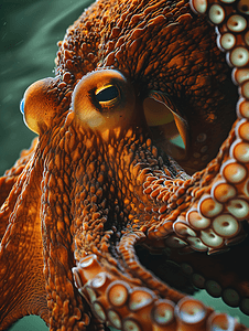 章鱼水下狩猎时的特写肖像